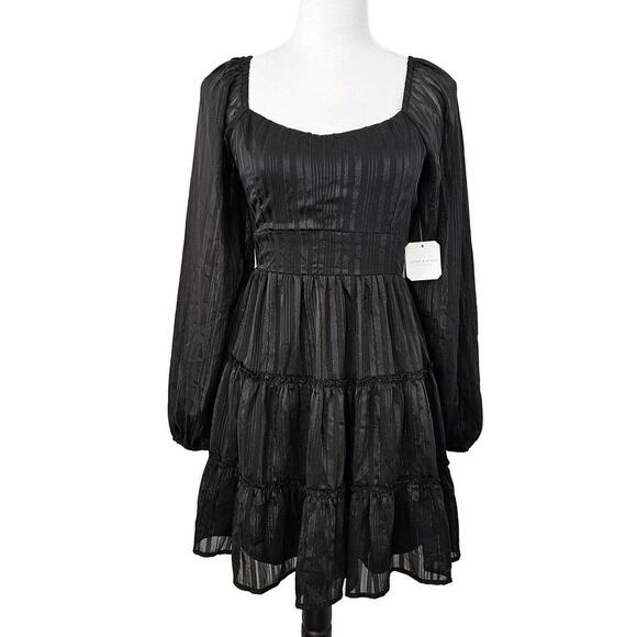 Altar'd State Black Tiered Goth Whimsigoth Mini Dress - Size M - Picture 1 of 6